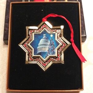 2014 Official US Congressional Holiday Ornament 24K Gold 8 Pointed Star Booklet
